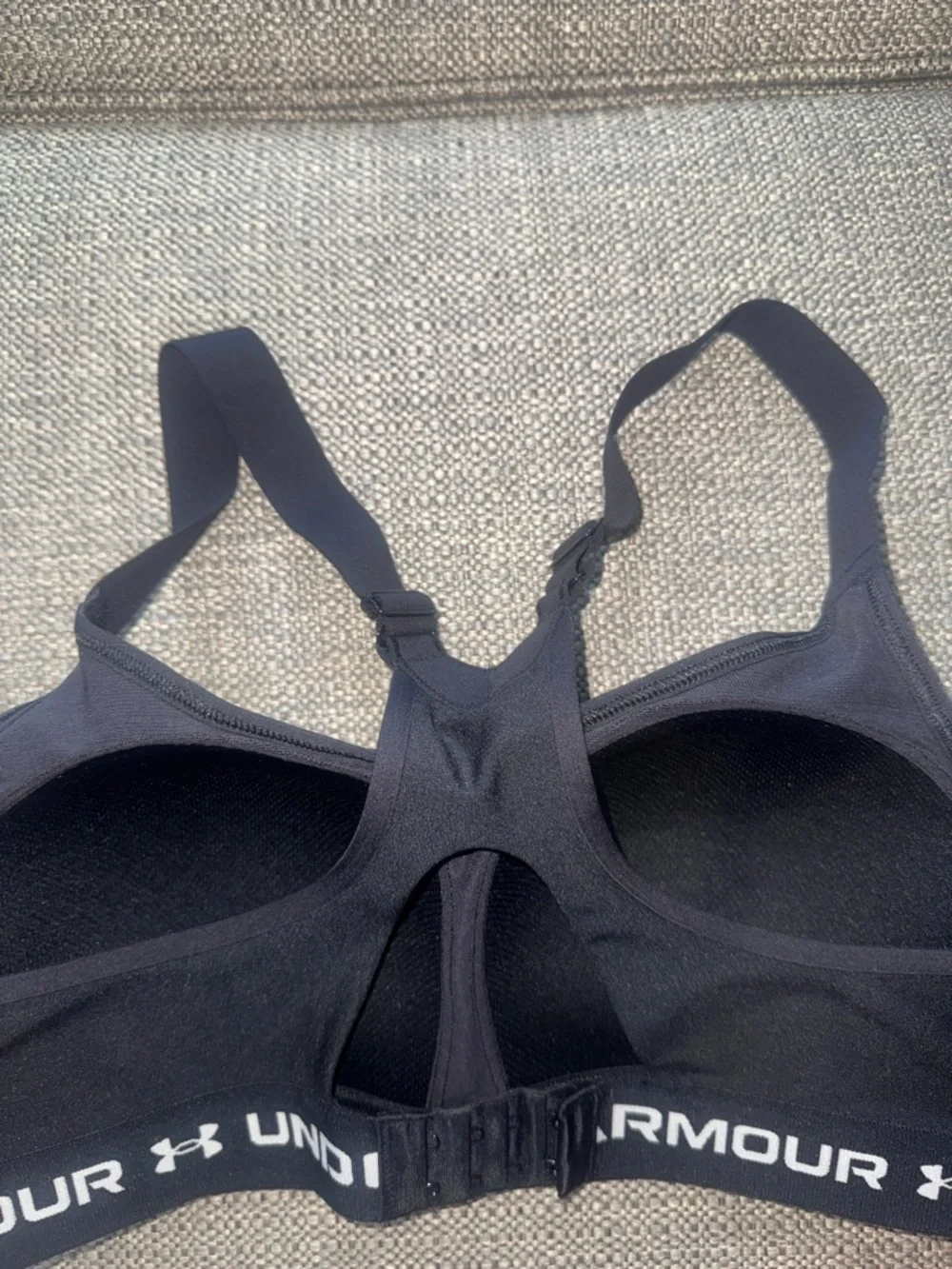 Under Armour Black Padded Racerback Sports Bra with Logo Band - Picture 4 of 5